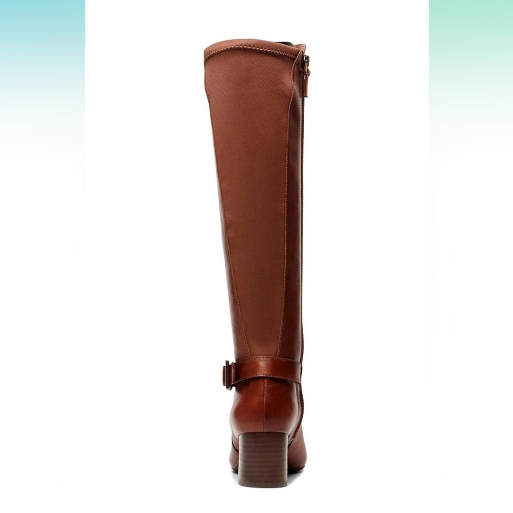 Anne Klein Honesty Brown Leather Heeled Boots - Sz 7.5 - Picture 3 of 15